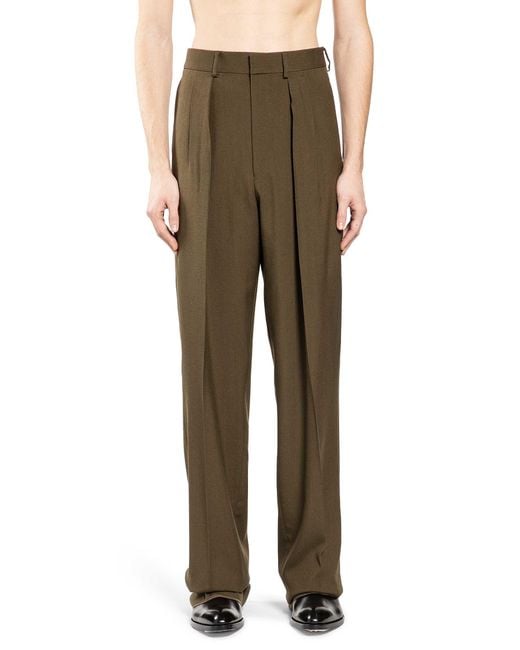 Tom Ford Green Double Pleat Trousers for men