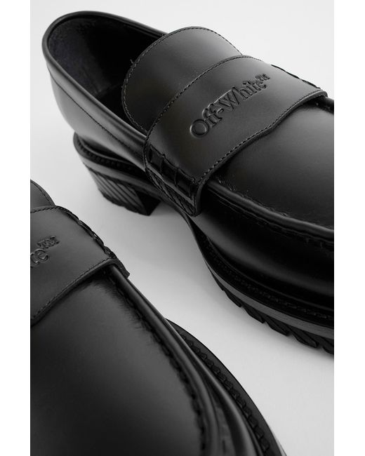 Off-White c/o Virgil Abloh Black Military Platform Leather Loafers for men