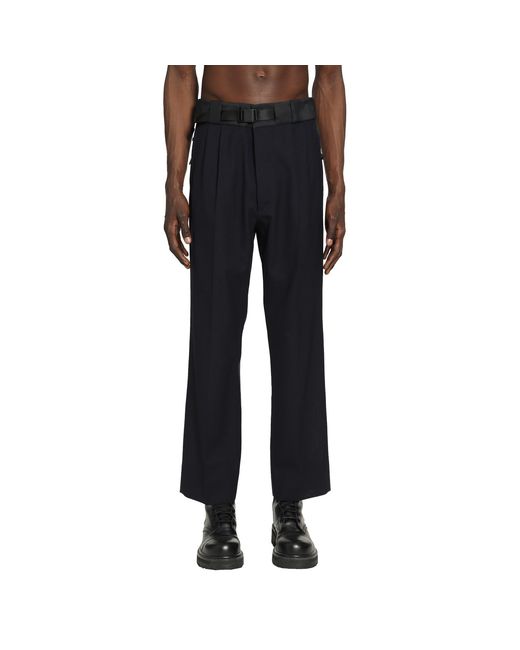 Prada Black Wool Pants With Technical Details for men