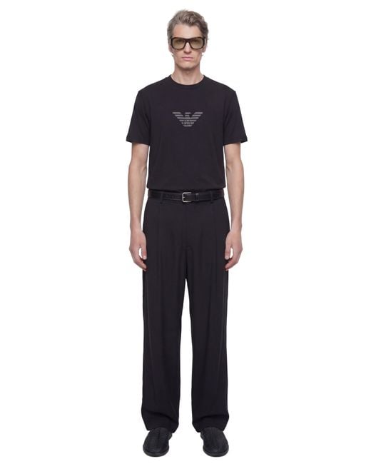 Emporio Armani Black Pima-Jersey Logo T-Shirt for men
