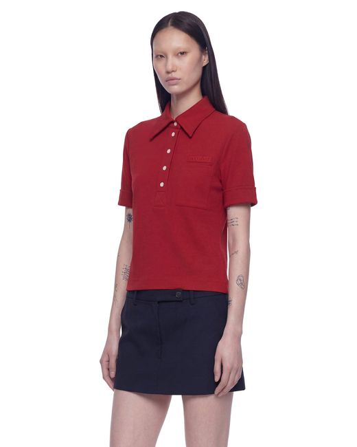 Miu Miu Red Technical Jersey Polo Shirt