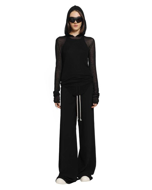 Rick Owens Black Tower Hooded Ls T