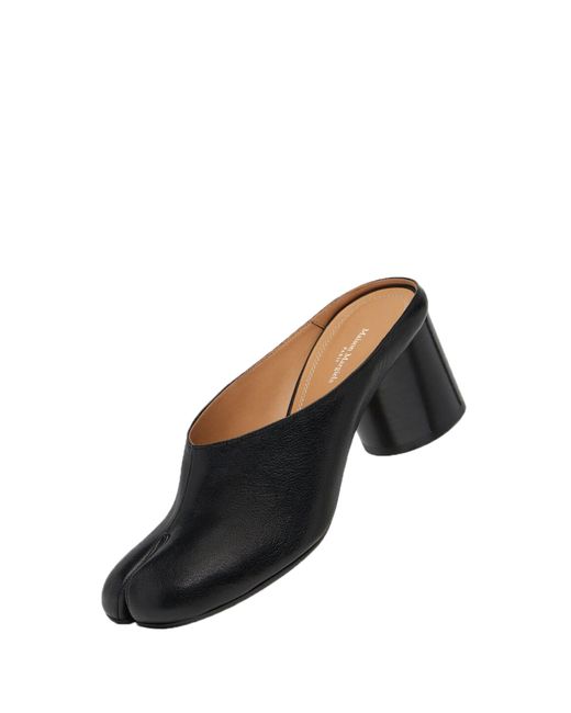 Maison Margiela Black Tabi Leather Mules