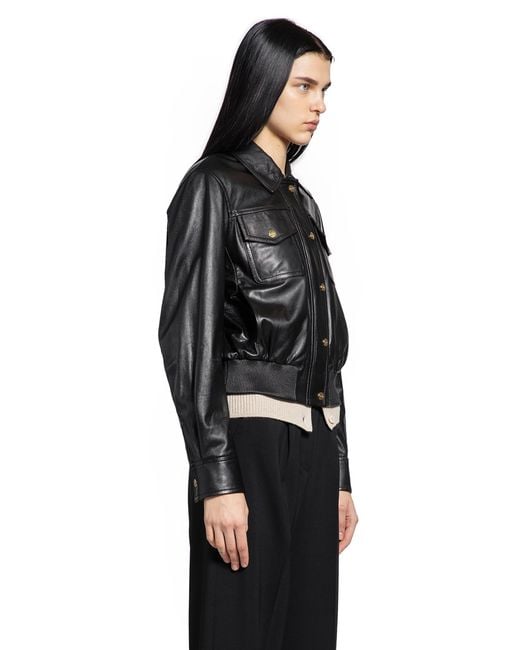 Max Mara Black Biada Leather Jacket