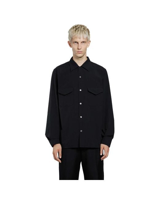 TAIGA TAKAHASHI Black Lot 101 Open Collar Shirt for men