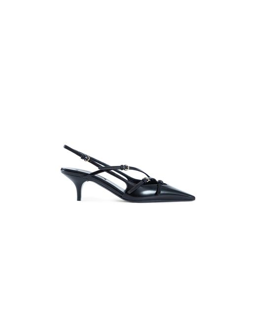 Miu Miu Blue Brushed Leather Slingbacks With Buckles