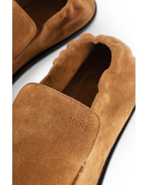 Loewe White Flex Loafers In Suede for men