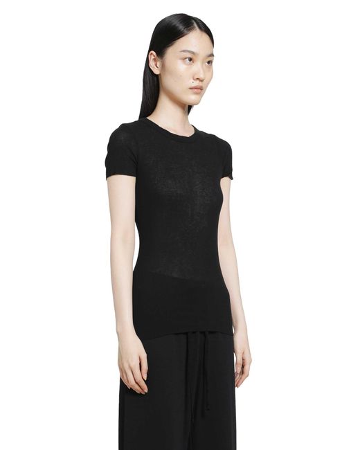 James Perse Black Cotton Cashmere Blend Ribbed Crewneck Tee