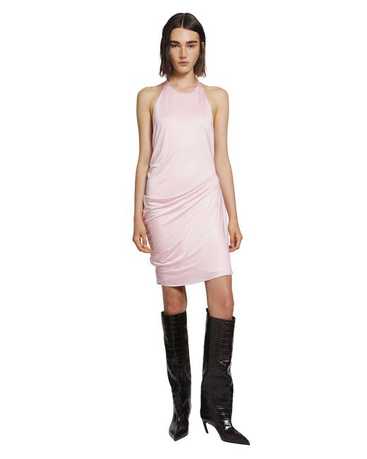 Versace Pink Viscose Jersey Draped Mini Dress
