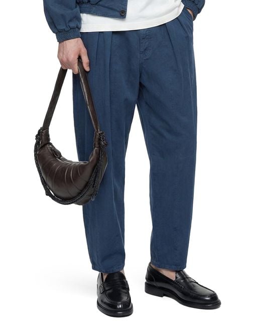 Hed Mayner Blue Pleated Denim Pants for men