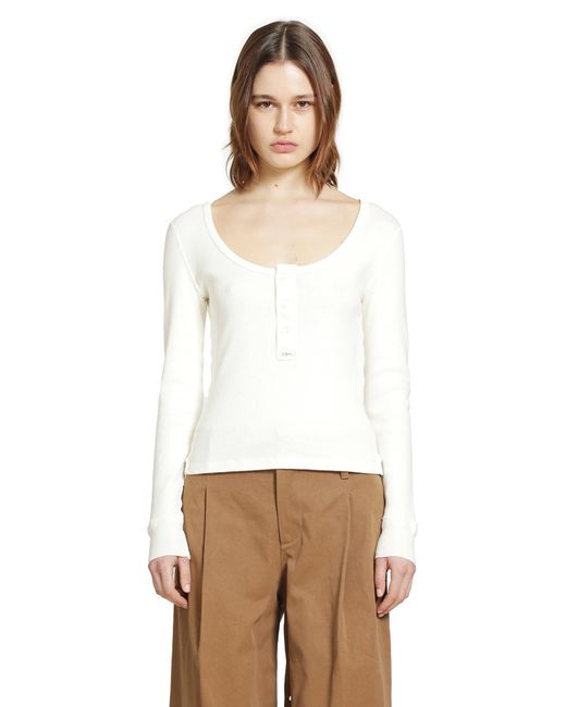 Chloé White Henley Long Sleeve Top