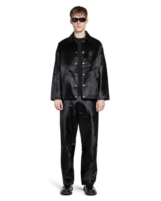 sunflower Black Wide Twist Cowhide Pants for men