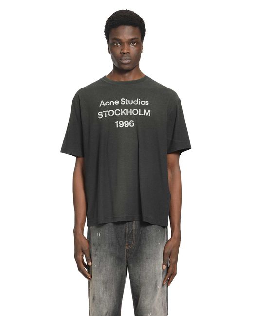 Acne Black 1996 Logo T-Shirt Relaxed Fit for men