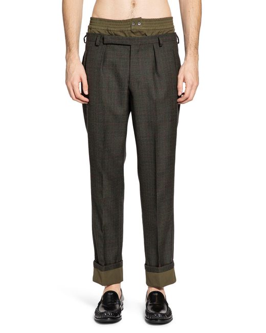 Prada Gray Check Wool Trousers for men