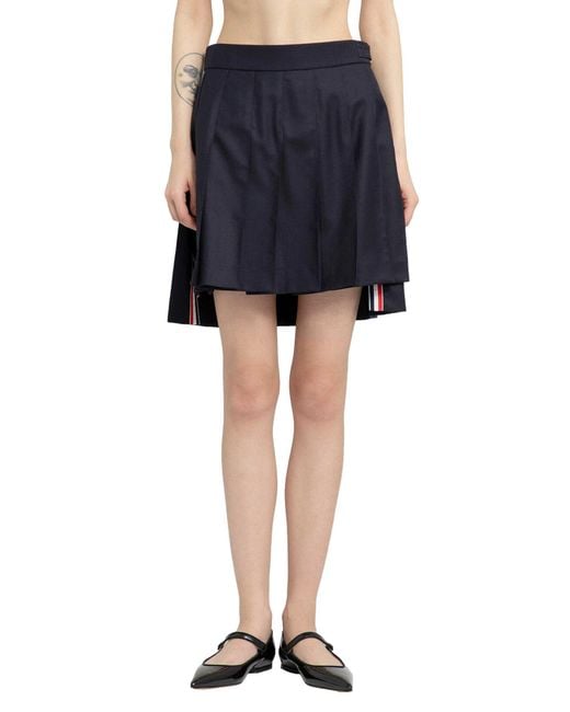 Thom Browne Blue Super 120's Twill Pleated Mini Skirt