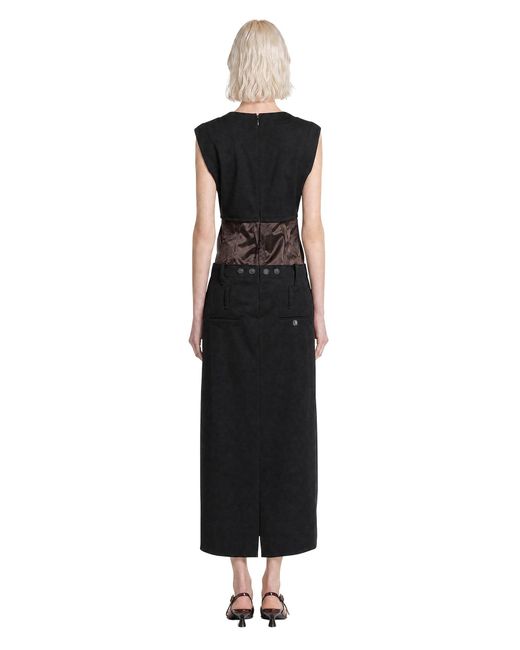 Marni Black Contrast Wool And Satin Dress