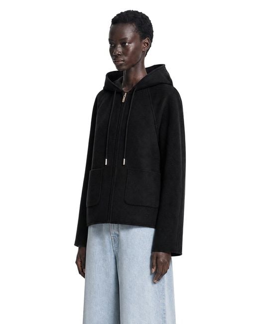 Max Mara Black Cashmere And Silk Hooded Coatp=P[Then] Jackets[Else]Wool, Cashmere And Silk Hooded Coatp=P[Then] Jackets[Else]