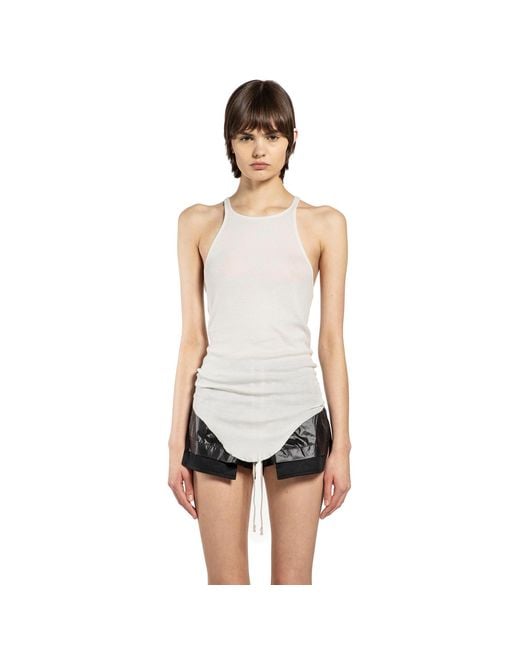 Rick Owens White Temple Racer Back Tank Top