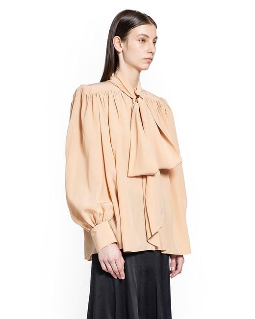 Chloé Natural Oversized Gathered Lavallière Blouse