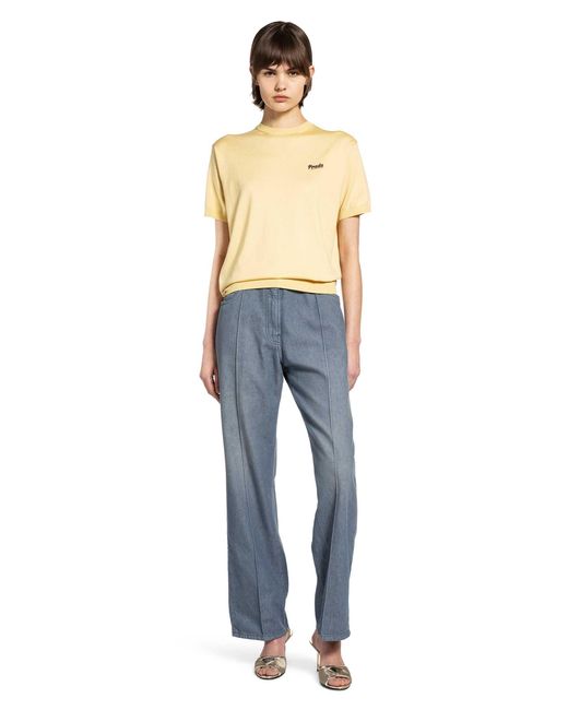 Prada Natural Ribbed Crewneck Knit