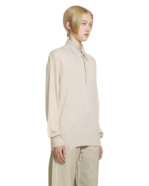 Acne Natural Layered Silk Cashmere Polo