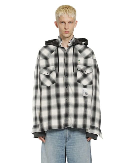 Maison Mihara Yasuhiro Gray Hoodie Combine Checkered Shirt for men