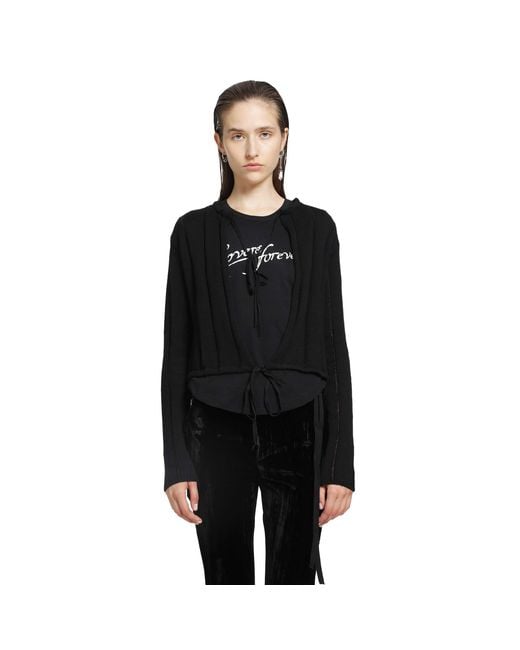 Ann Demeulemeester Black Jacklin Brushed Rib Cropped Cardigan