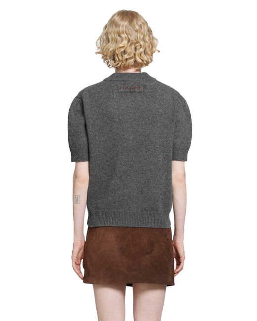 Marni Gray Short Sleeve V-Neck Cashmere Sweater