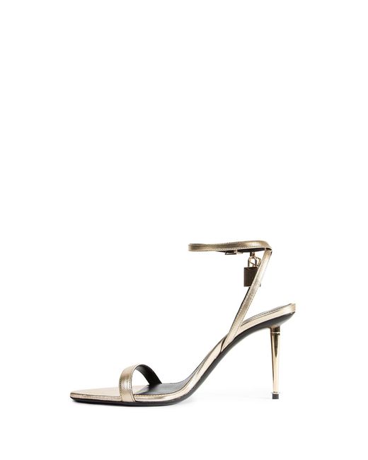 Tom Ford White Laminated Nappa Pointy Naket Sandal