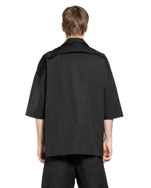 Rick Owens Black Oversized Buttoned Shirt for men
