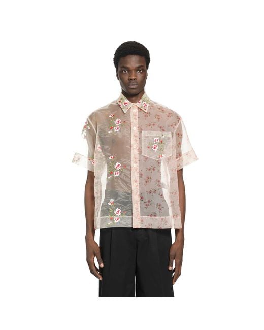 Simone Rocha Natural Sheer Patchwork Boxy Shirt for men