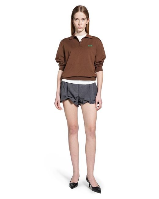 Prada Brown Silk Long Sleeve Polo