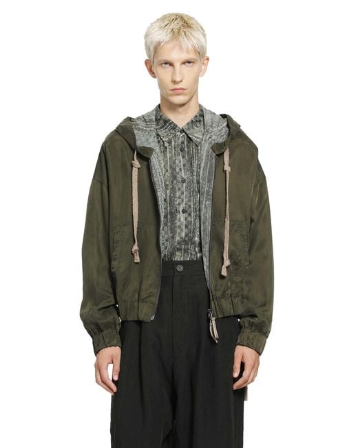 Ziggy Chen Green Croppped Full Zip Hoodie for men