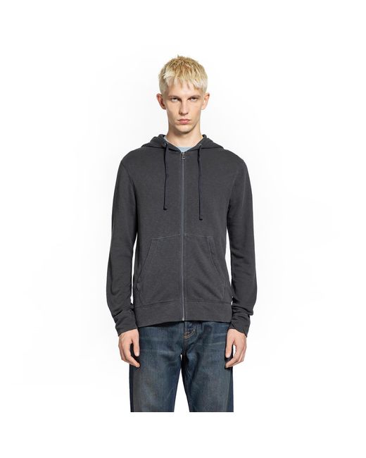 James Perse Gray Vintage French Terry Zip Up Hoodie for men
