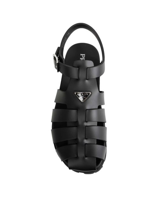 Prada Black Rubber Fisherman Sandals for men