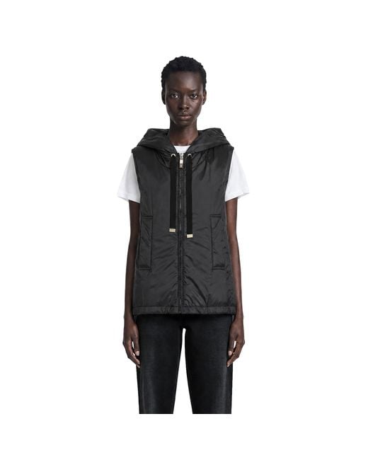 Max Mara Black Padded Water-Repellent Hooded Gilet