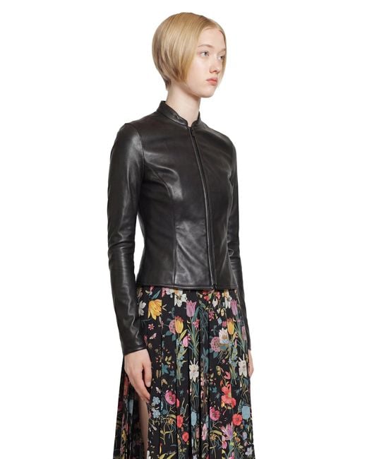 Gucci Black Light Stretch Leather Zip Jacket