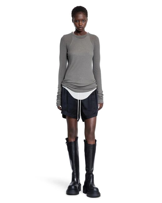 Rick Owens Gray Maglia A Maniche Lunghe Rib Di Hollywood