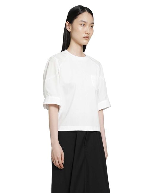 Sacai Black Poplin X Cotton Jersey T-Shirt