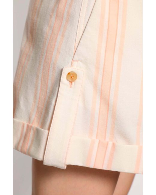 Chloé Natural Striped Organic Cotton Drawstring Shorts