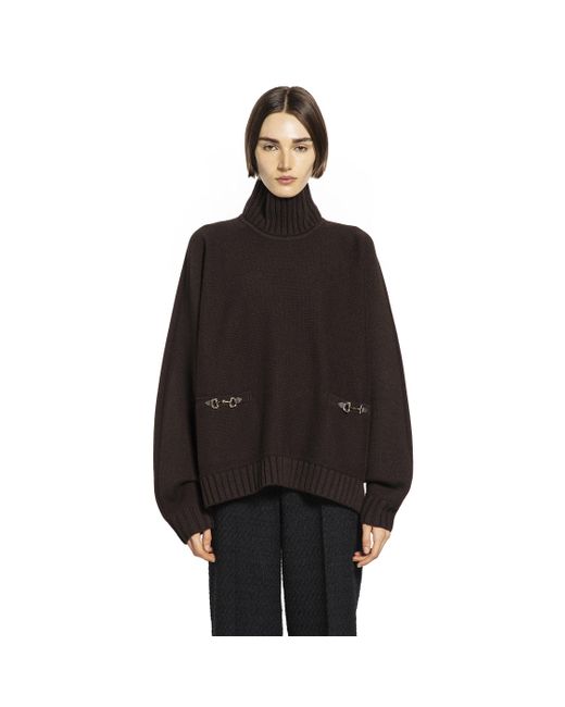 Gucci Black Wool Cashmere Horsebit Turtleneck Sweater