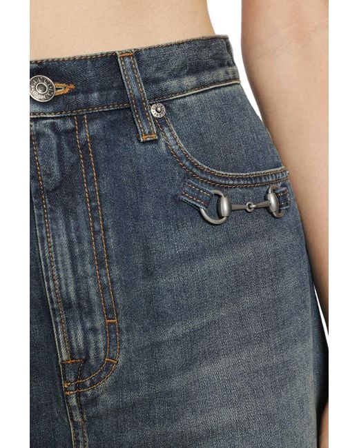 Gucci Blue Horsebit Denim Mini Skirt