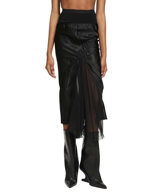 Rick Owens Black Temple A-Line Bias Skirt