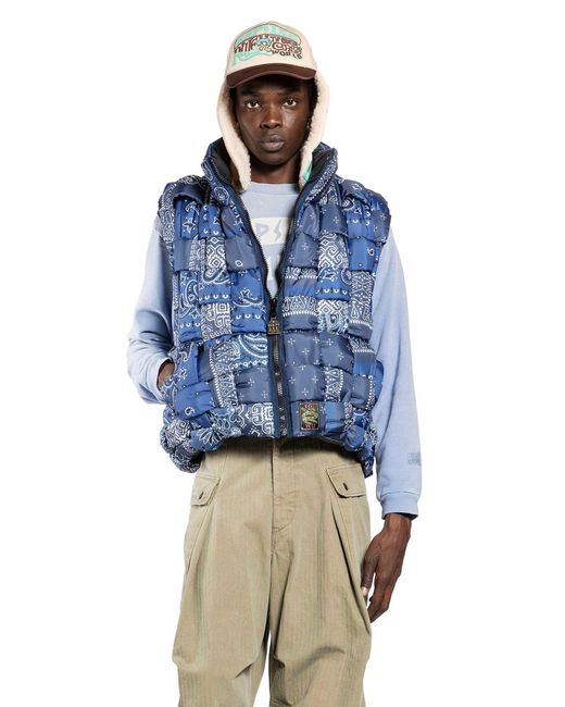 Kapital Blue Bandana Nylon Keel Weaving Vest for men