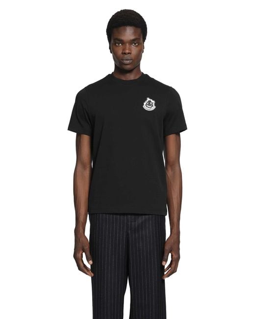 Moncler Black Logo Cotton T-Shirt for men