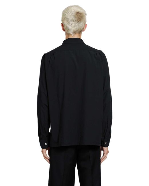 TAIGA TAKAHASHI Black Lot 101 Open Collar Shirt for men