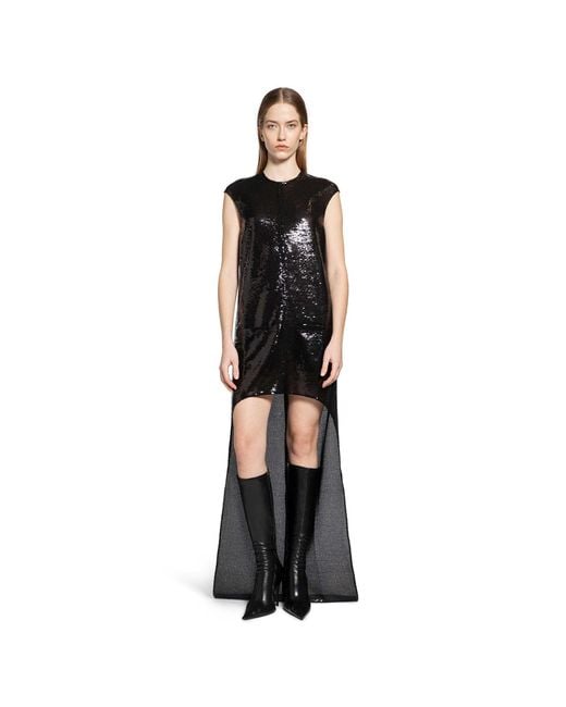 Courreges Women's Black Circle Edged Sequins Long Dress