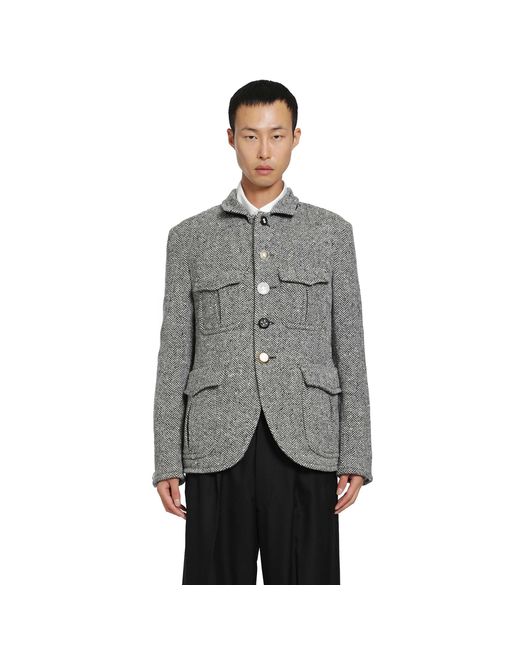 Junya Watanabe Gray Herringbone Wool Jacket for men