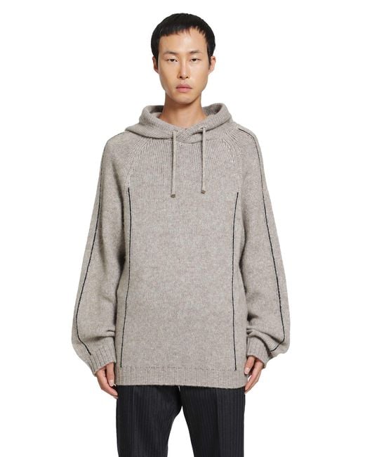 Giorgio Armani Gray Alpaca Wool Knit Hoodie for men