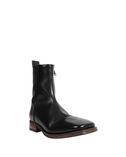 Acne Black Leather Ankle Boots for men